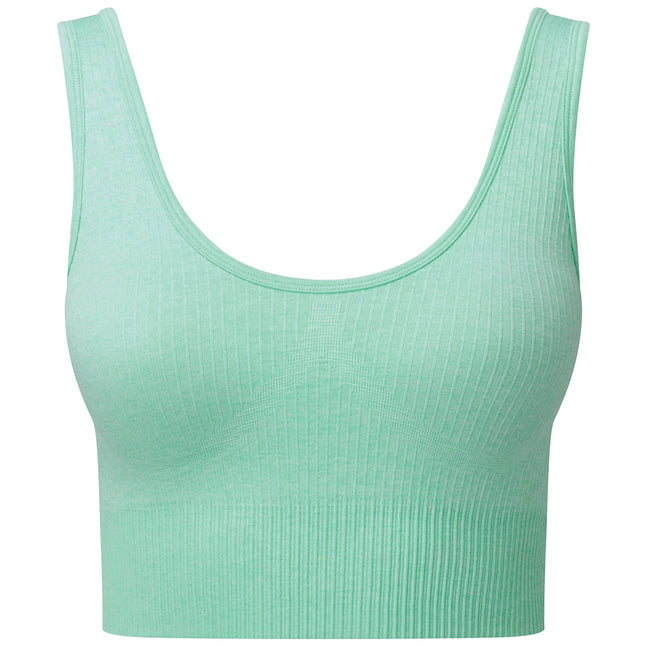 Peppermint Melange - Front - TriDri Womens-Ladies Multisport Ribbed Seamless 3D Bra