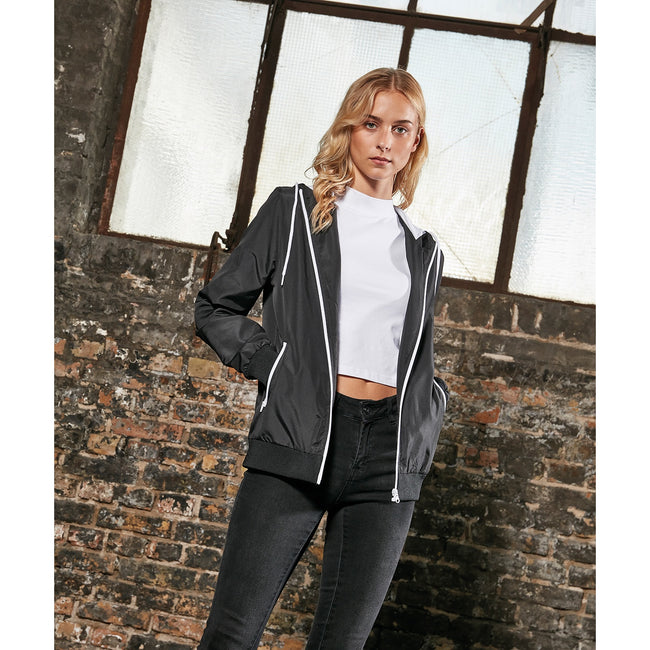 Black-White - Back - Build Your Brand Womens-Ladies Windrunner Recycled Jacket
