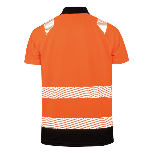 Fluorescent Orange-Black - Back - Result Genuine Recycled Mens Safety Polo Shirt