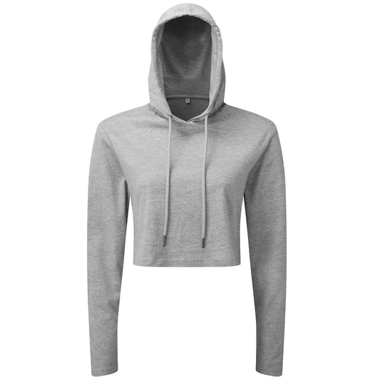 Heather Grey - Front - TriDri Womens-Ladies Heather Cropped Long-Sleeved T-Shirt