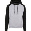 Heather Grey-Black - Front - Build Your Brand Mens Basic Raglan Hoodie
