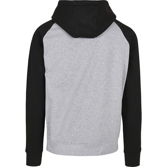 Heather Grey-Black - Side - Build Your Brand Mens Basic Raglan Hoodie