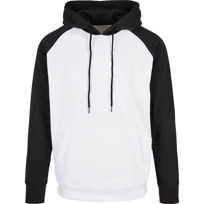 White-Black - Front - Build Your Brand Mens Basic Raglan Hoodie