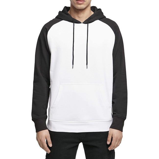 White-Black - Back - Build Your Brand Mens Basic Raglan Hoodie