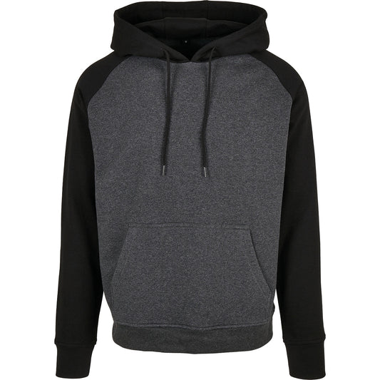 Charcoal-Black - Front - Build Your Brand Mens Basic Raglan Hoodie