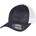 Navy-White - Front - Flexfit Unisex Adult Omnimesh Mesh Two Tone Cap