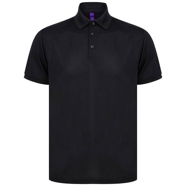 Black - Front - Henbury Unisex Adult Polo Shirt