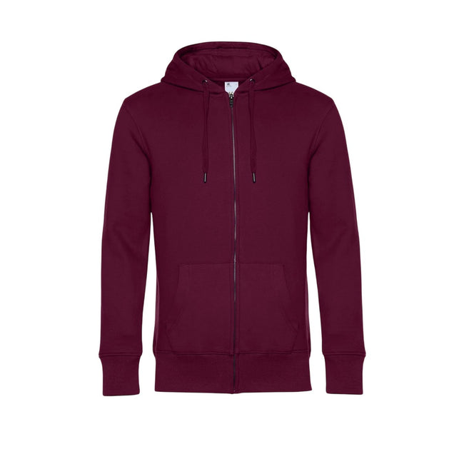 Dark Cherry - Front - B&C Mens King Zipped Hoodie