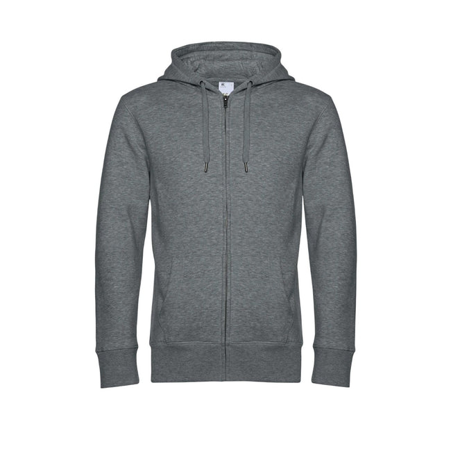 Mid Grey Heather - Front - B&C Mens King Zipped Hoodie