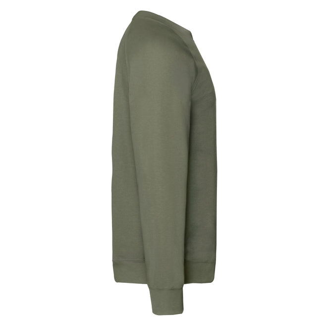 Classic Olive - Side - Fruit Of The Loom Mens Classic 80-20 Raglan Sweatshirt