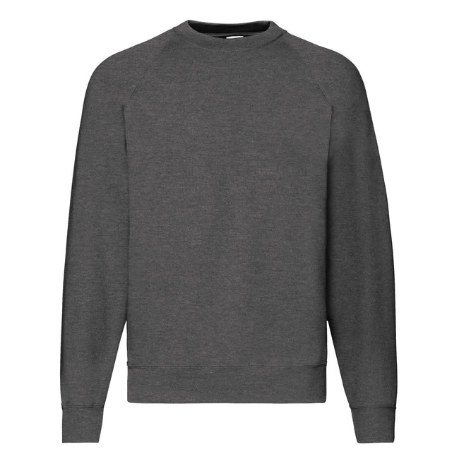Dark Heather Grey - Front - Fruit Of The Loom Mens Classic 80-20 Raglan Sweatshirt