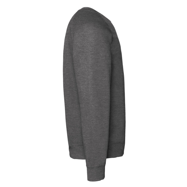 Dark Heather Grey - Side - Fruit Of The Loom Mens Classic 80-20 Raglan Sweatshirt