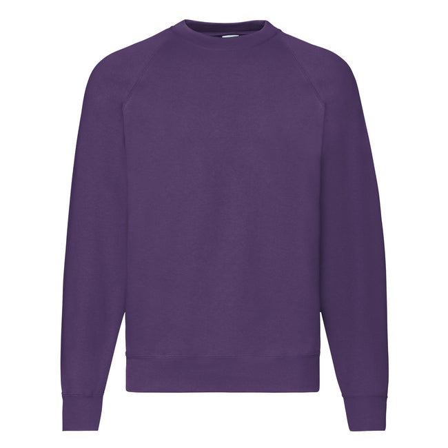 Purple - Front - Fruit Of The Loom Mens Classic 80-20 Raglan Sweatshirt