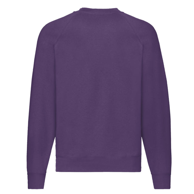 Purple - Back - Fruit Of The Loom Mens Classic 80-20 Raglan Sweatshirt