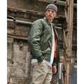 Dark Olive - Back - Build Your Brand Mens Collared Bomber Jacket
