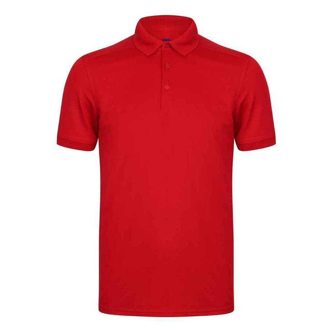 Red - Front - Henbury Mens Stretch Polo Shirt