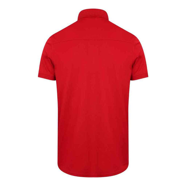 Red - Back - Henbury Mens Stretch Polo Shirt