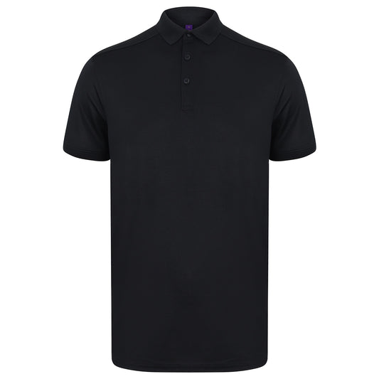 Navy - Front - Henbury Mens Stretch Polo Shirt
