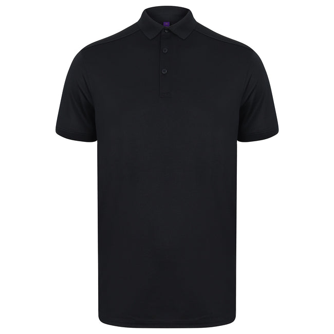 Navy - Front - Henbury Mens Stretch Polo Shirt