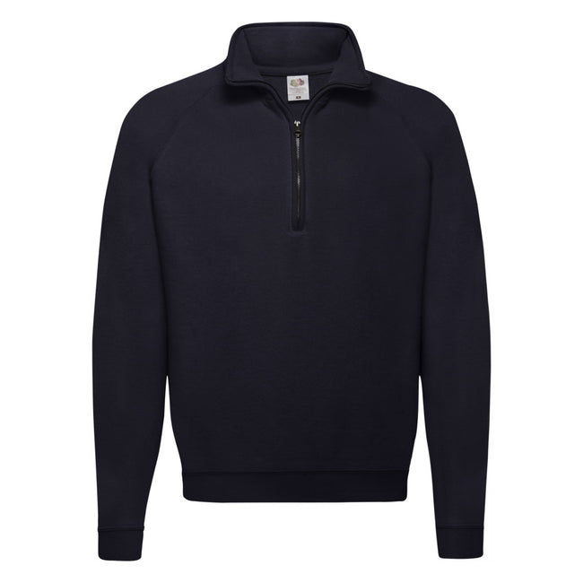 Deep Navy - Front - Fruit of the Loom Mens Classic 80-20 Zip Neck Sweatshirt