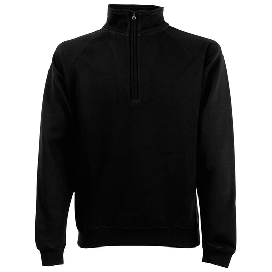 Black - Front - Fruit of the Loom Mens Classic 80-20 Zip Neck Sweatshirt
