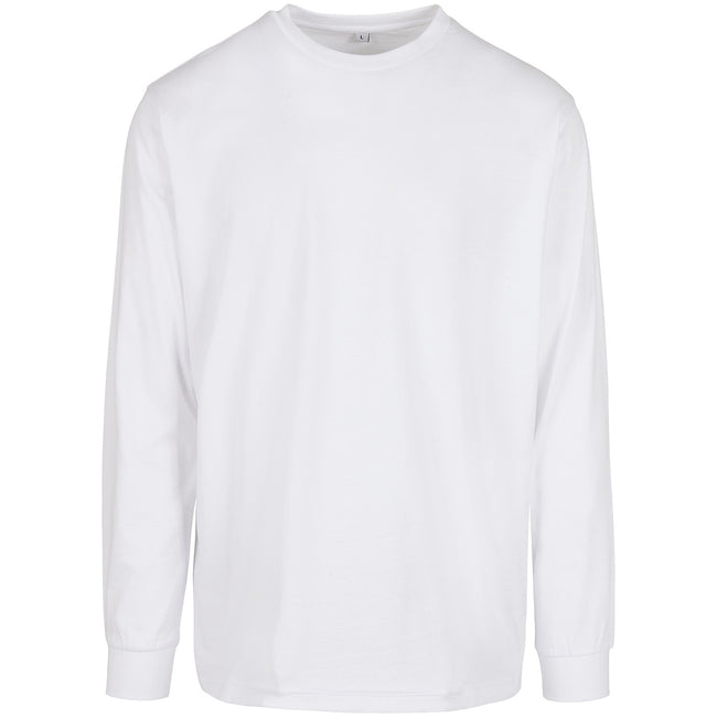 White - Front - Build Your Brand Mens Organic Ribbed Cuff Sweatshirt