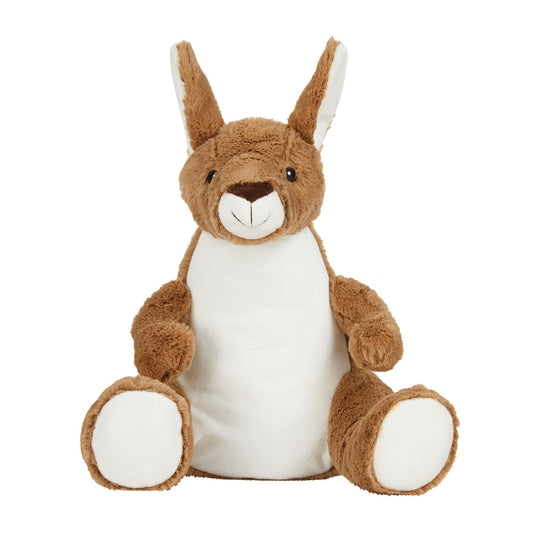 Brown-White - Front - Mumbles Zippie Kangaroo Plush Toy