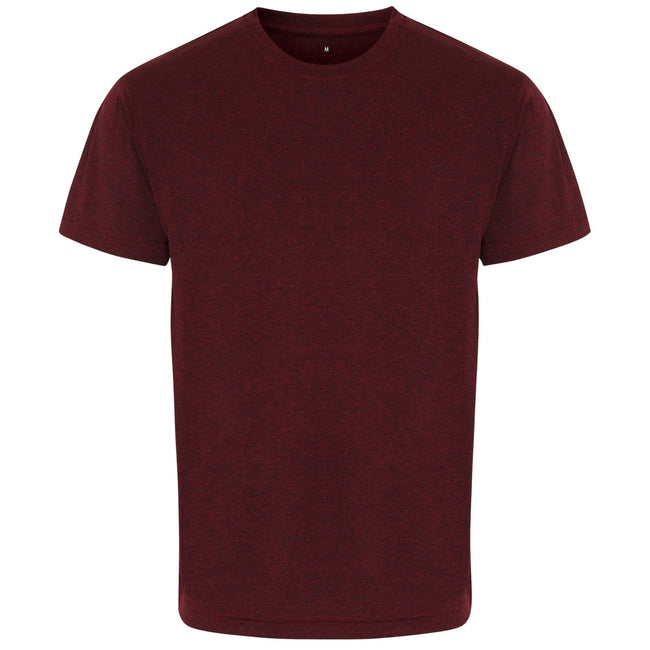 Burgundy-Black Melange - Front - TriDri Mens Performance T-Shirt