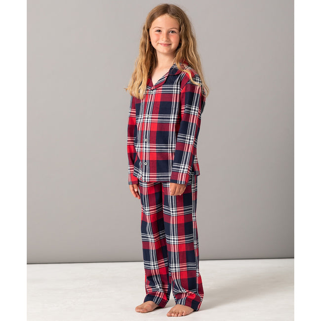 Red-Navy - Back - SF Minni Childrens-Kids Tartan Pyjama Set