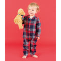 Red-Navy - Back - Larkwood Baby Tartan All-In-One Nightwear