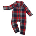 Red-Navy - Front - Larkwood Baby Tartan All-In-One Nightwear