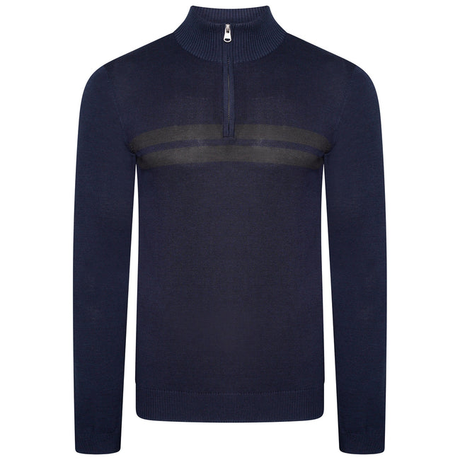 Nightfall Navy-Ebony Grey - Front - Dare 2B Mens Knitted Quarter Zip Sweatshirt
