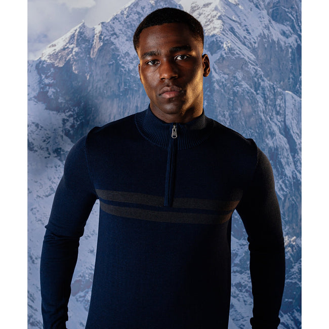 Nightfall Navy-Ebony Grey - Back - Dare 2B Mens Knitted Quarter Zip Sweatshirt