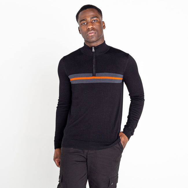 Black-Amber Glow - Back - Dare 2B Mens Knitted Quarter Zip Sweatshirt