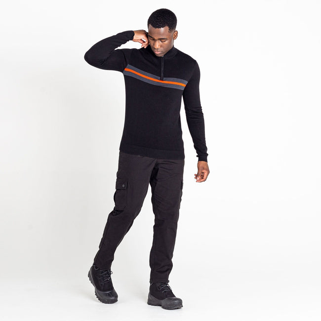 Black-Amber Glow - Side - Dare 2B Mens Knitted Quarter Zip Sweatshirt