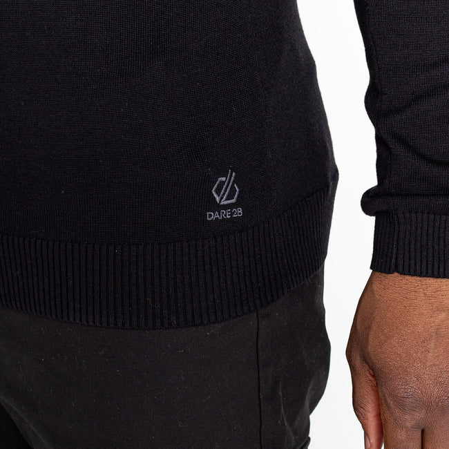 Black-Amber Glow - Close up - Dare 2B Mens Knitted Quarter Zip Sweatshirt