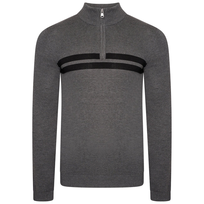 Charcoal Grey Marl-Black - Front - Dare 2B Mens Knitted Quarter Zip Sweatshirt