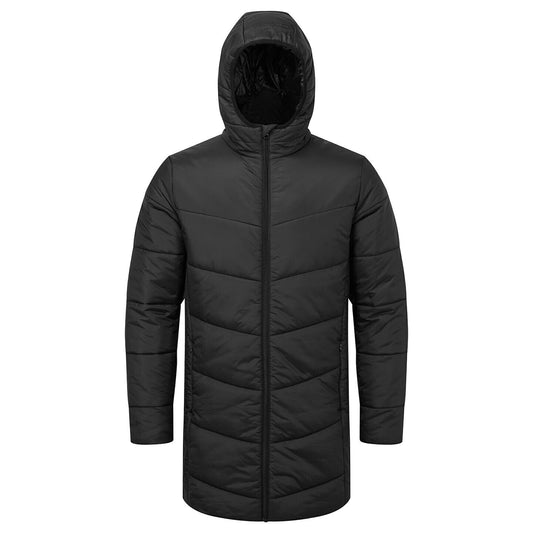 Black - Front - TriDri Mens Microlight Longline Padded Jacket