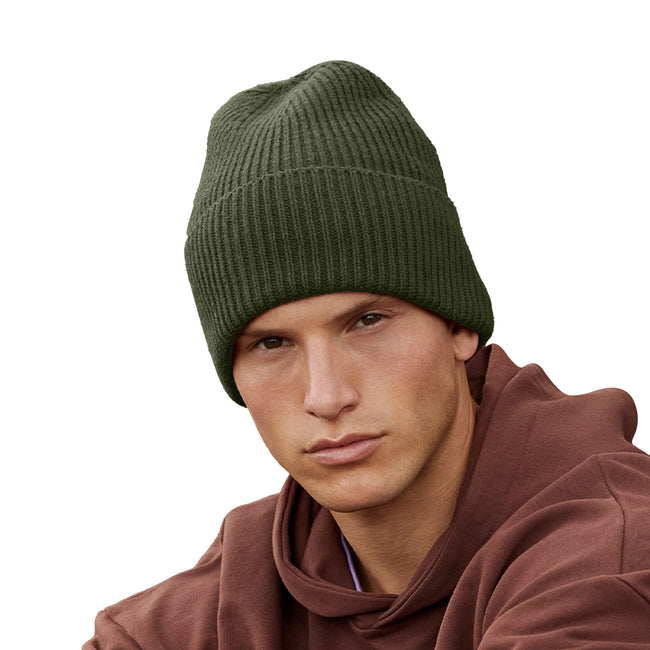 Olive - Back - Beechfield Unisex Adult Cuffed Oversized Beanie