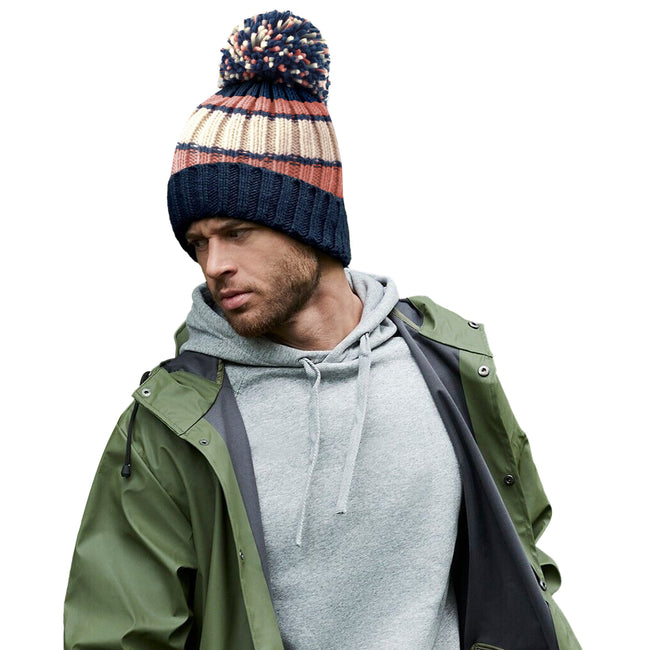 Marshmallow Sundae - Back - Beechfield Unisex Adult Hygge Striped Beanie