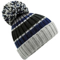 Blue-Steel Grey - Front - Beechfield Unisex Adult Hygge Striped Beanie