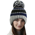 Blue-Steel Grey - Side - Beechfield Unisex Adult Hygge Striped Beanie