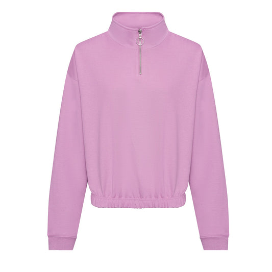 Lavender - Front - Awdis Womens-Ladies Just Hoods Crop Sweatshirt