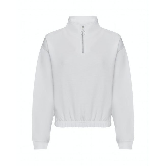 Arctic White - Front - Awdis Womens-Ladies Just Hoods Crop Sweatshirt