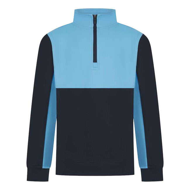 Navy-Sky - Front - Finden & Hales Childrens-Kids Quarter Zip Track Top