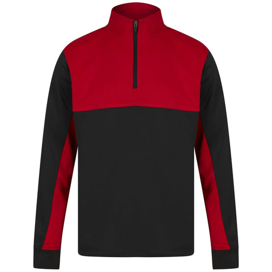 Black-Red - Front - Finden & Hales Childrens-Kids Quarter Zip Track Top