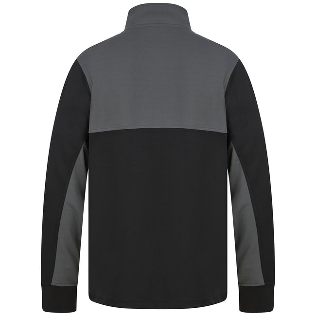 Black-Gunmetal Grey - Side - Finden & Hales Childrens-Kids Quarter Zip Track Top