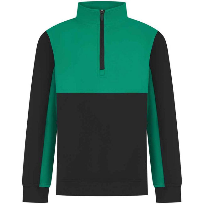 Black-Emerald - Front - Finden & Hales Childrens-Kids Quarter Zip Track Top