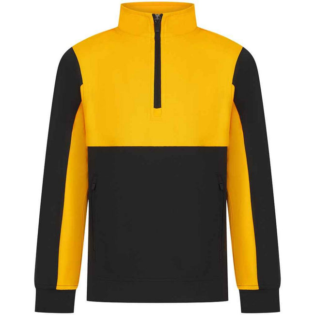 Black-Gold - Front - Finden & Hales Childrens-Kids Quarter Zip Track Top