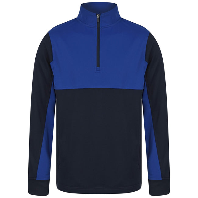 Navy-Royal Blue - Front - Finden & Hales Childrens-Kids Quarter Zip Track Top